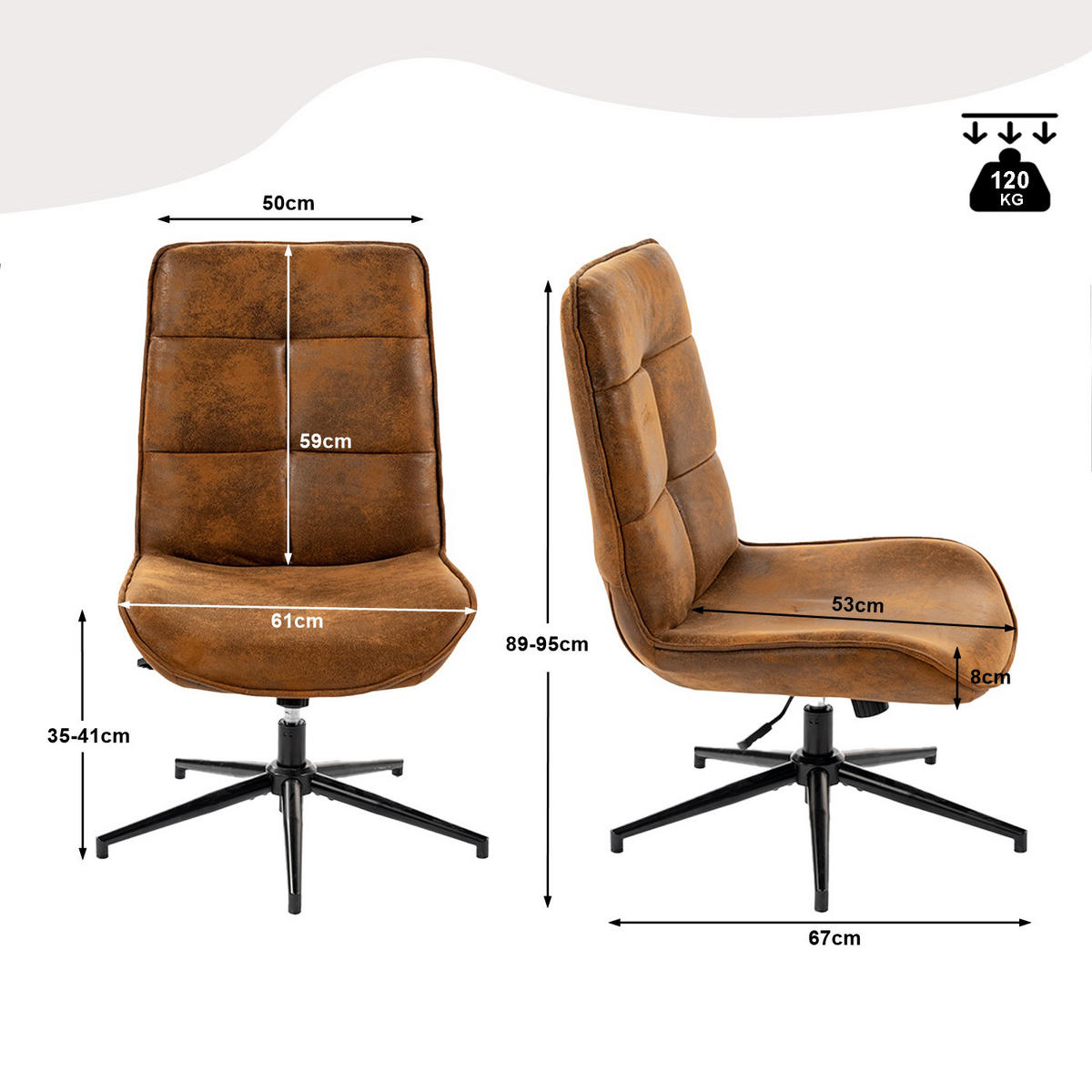 SESSEL Brauner Drehstuhl - Braun, Metall (61/95/67cm) - Meubles Cosy