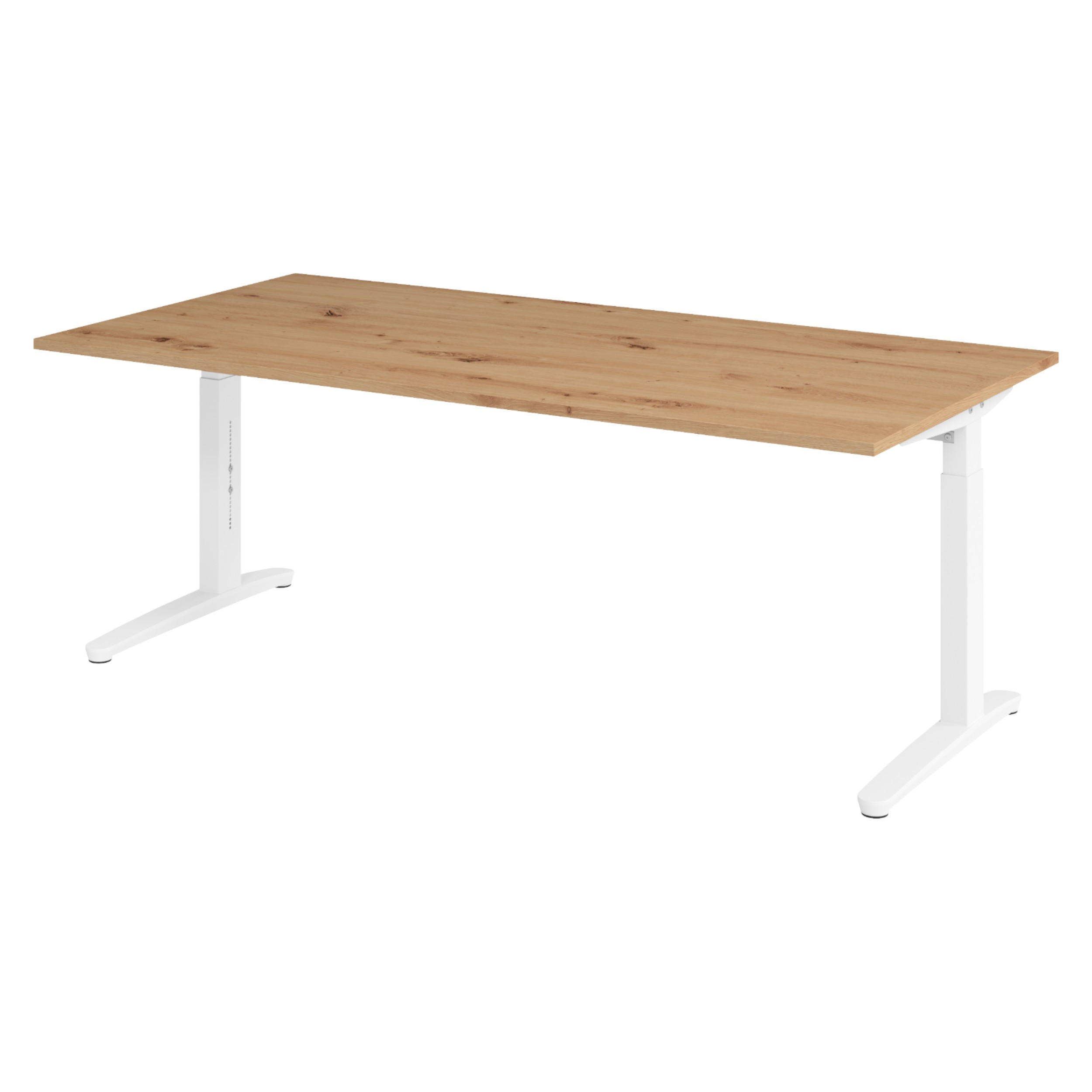bümö Schreibtisch Wildeiche, Weiß 200x74x100 cm