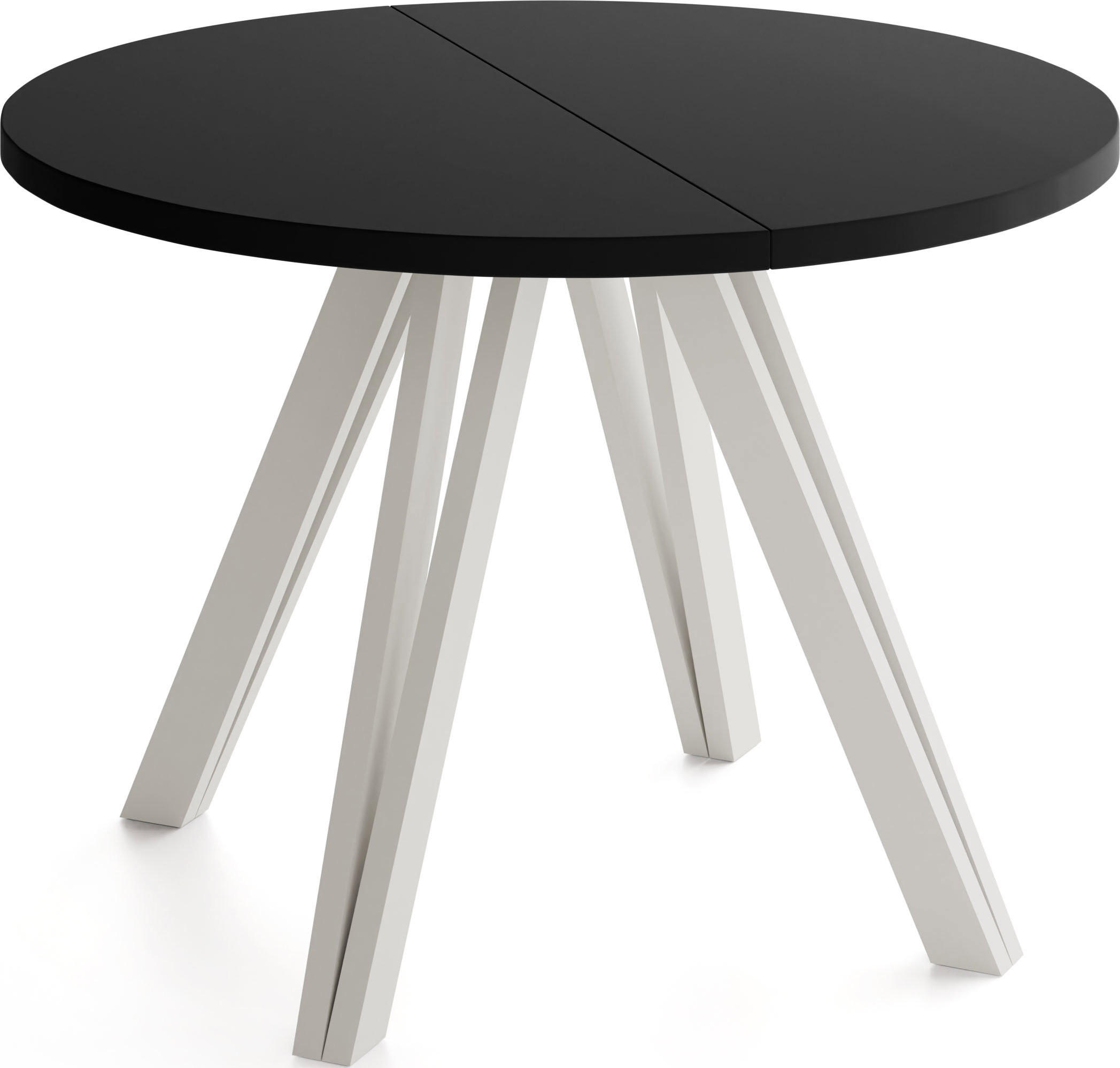 ESSTISCH Ravero runder ausziehbarer, Schwarz 100-140/100/77 cm - Kaschmir/Beige, Holz/Holzwerkstoff (100/140/76.5cm) - WFL GROUP