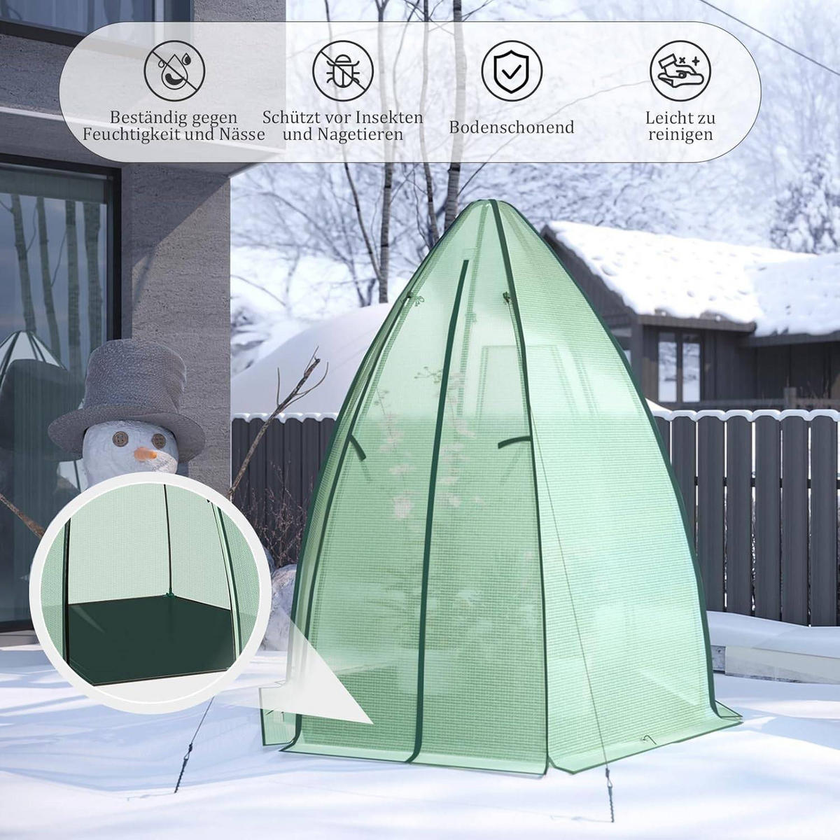 FOLIENGEWÄCHSHAUS,PE transluzenter Kälteschutz,160x180 cm - Grün, Textil/Metall (160/180/160cm) - Woltu