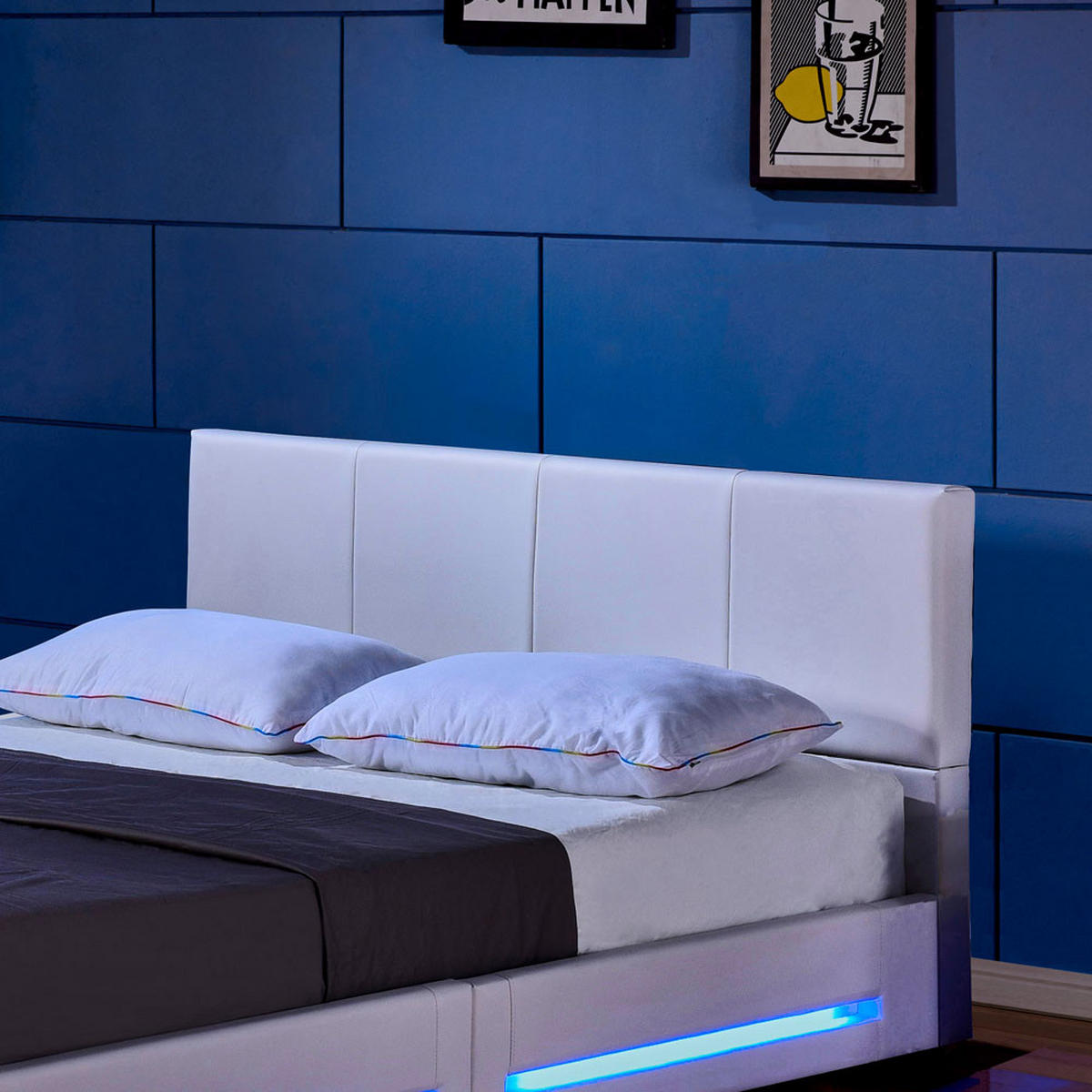 LED BETT ASTEROID - Weiß, 160 x 200 cm - Weiß, Kunststoff - Home Deluxe