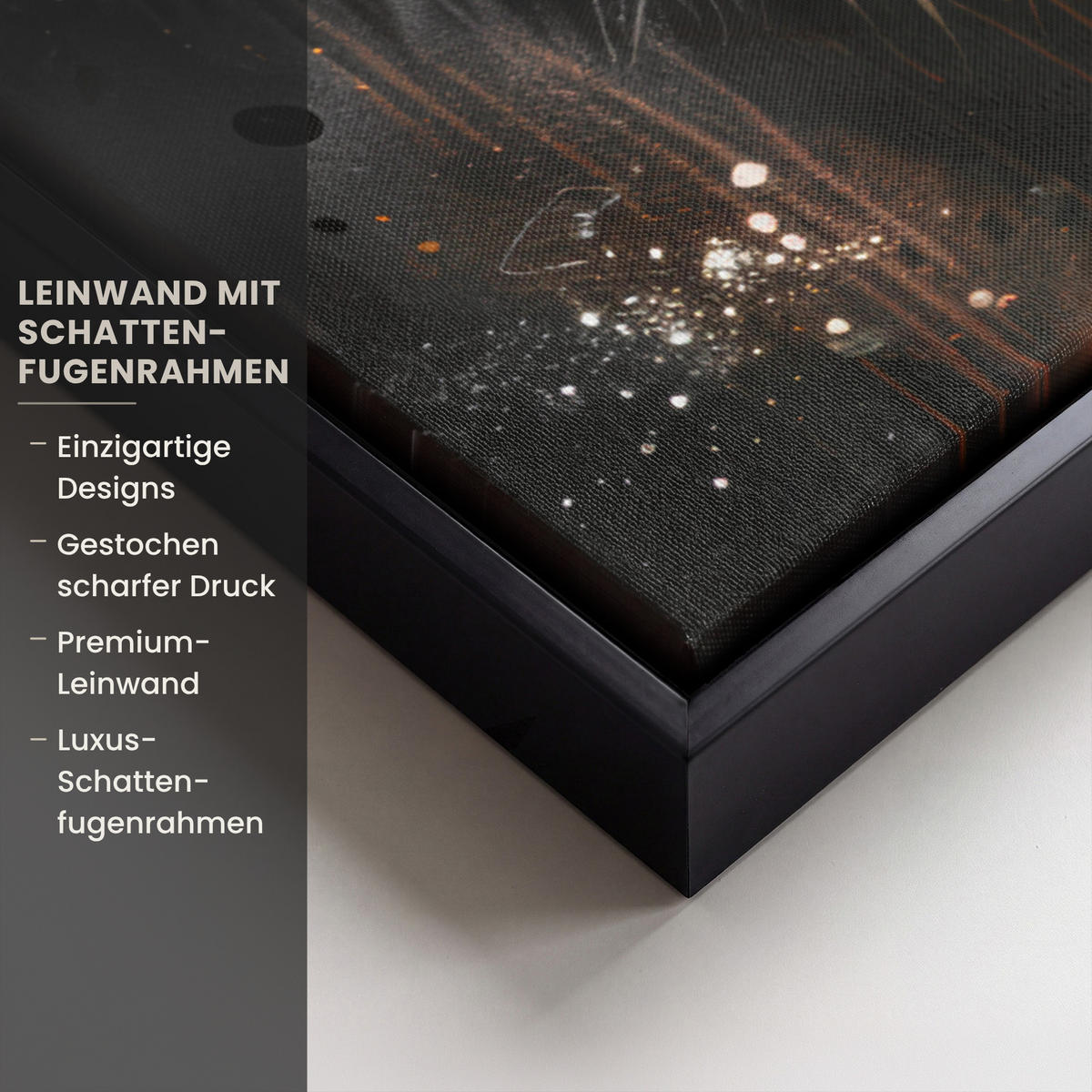 LEINWAND Bilder mit Rahmen - Tiger - Tiere - Porträt - Luxus - Schwarz - 50x50 - Braun, Textil (50/50cm) - MuchoWow