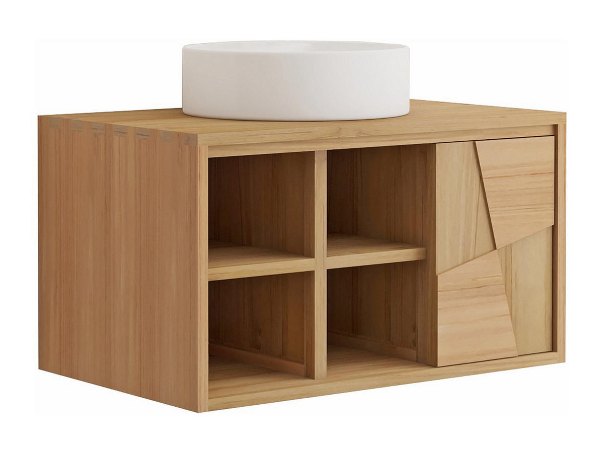 EINZELWASCHTISCH - 80 cm x 50 cm - Holz, Platte - Naturfarben Hell - SUMBAWA - Naturfarben, Holz (80/45/50cm) - Vente-Unique