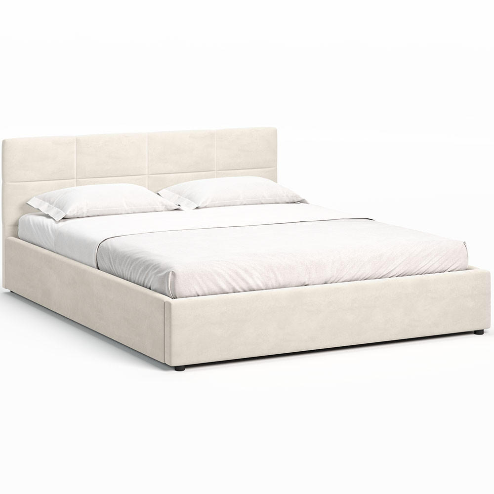 POLSTERBETT 160×200 mit Bettkasten und Lattenrost Mika HLR-5 Beige Velours - Beige, Holz (160/200cm) - Jana