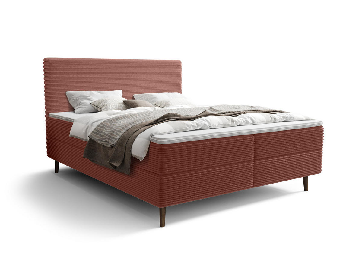 BOXBETT NARA mit Matratze H3, Bonell und Topper 140x200 POSO 029 - Pink, Textil (140/200cm) - Bedante