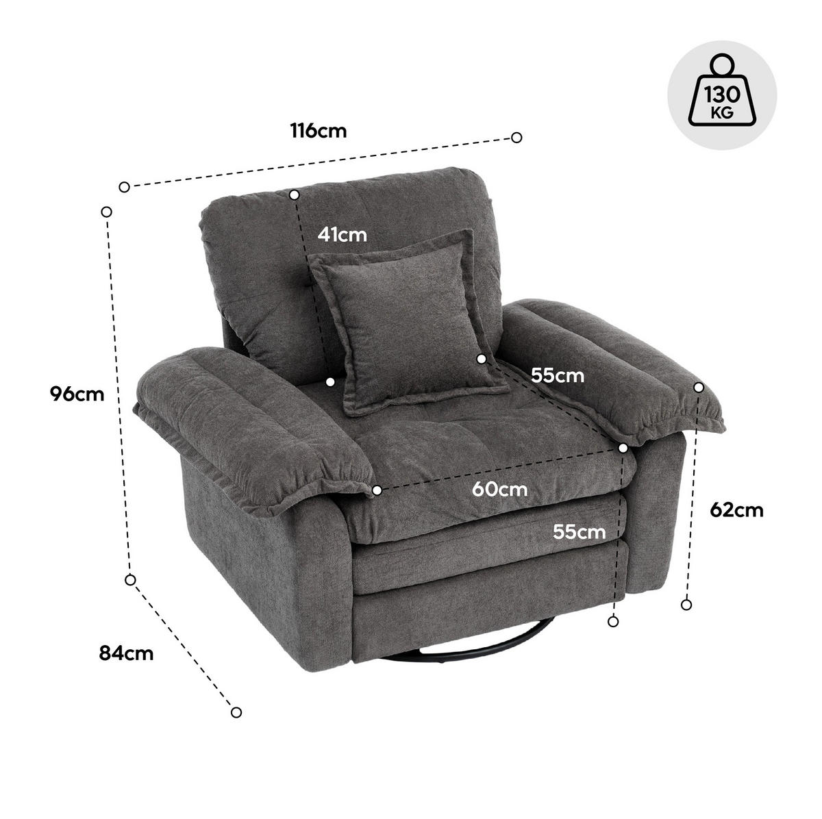 SESSEL 116/84/96 cm Beige aus Upholstered mit 360°-Drehfunktion - Beige, Textil (84/96/116cm) - OKMYHOME