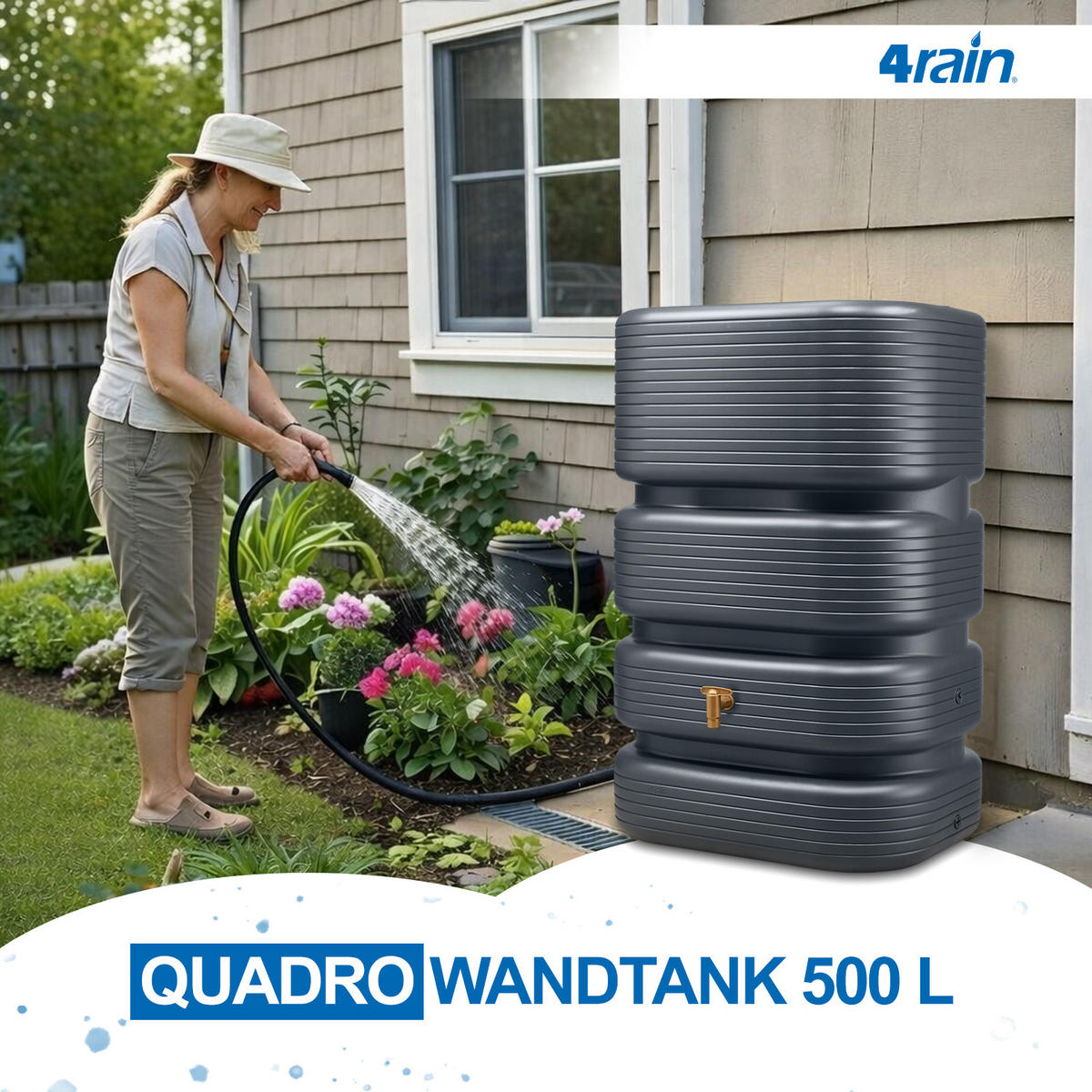 WANDTANK 500 L, graphite grey - Graphitfarben, Kunststoff (62/122/80cm) - 4rain