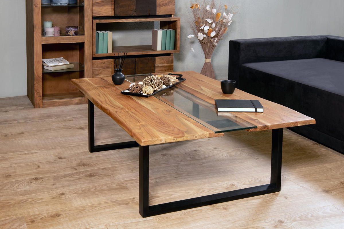 COUCHTISCH FRANCO - Beige/Schwarz, Holz/Metall (80/118/45cm) - SAM