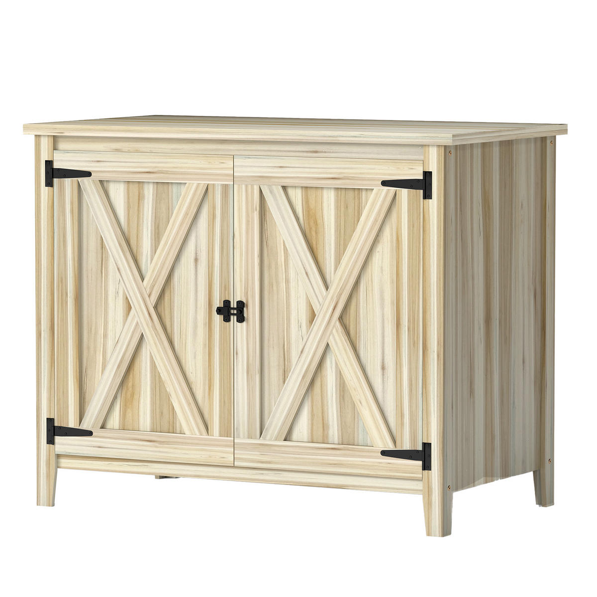 GERÄTESCHUPPEN DE-17607 2 Scheunentüren mit Arbeitsplatte Naturholz - Naturfarben, Holz (110/88.5/60cm) - ComfortXL