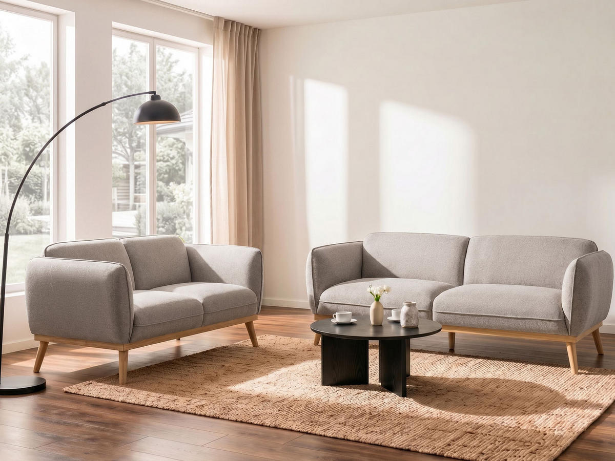 SADA POHOVEK 5-místná Látka Světle hnědá Ljung - hnědá/světle hnědá, textil (210/82/82cm) - Beliani