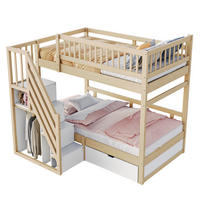 ETAGENBETT 90/200 cm aus Massivholz mit Stauraum und Sicherheitsleiter - Naturfarben, Holz (90/200cm) - Flora Grace
