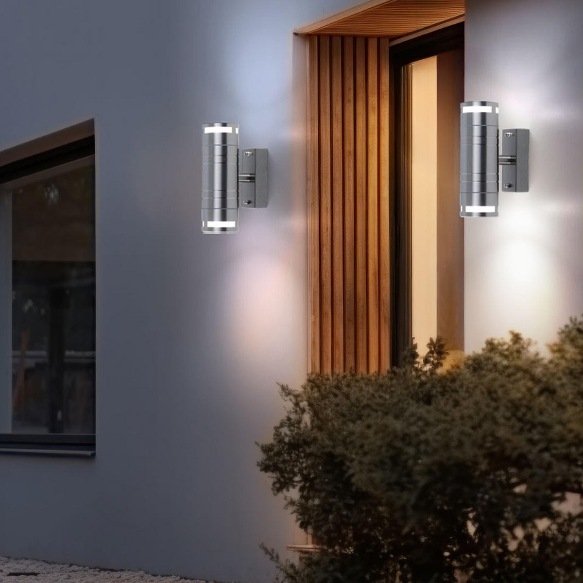 LED AUSSEN-WANDLEUCHTE Edelstahl Silber Up & Down - Silberfarben, Glas (6/17.8/11cm)