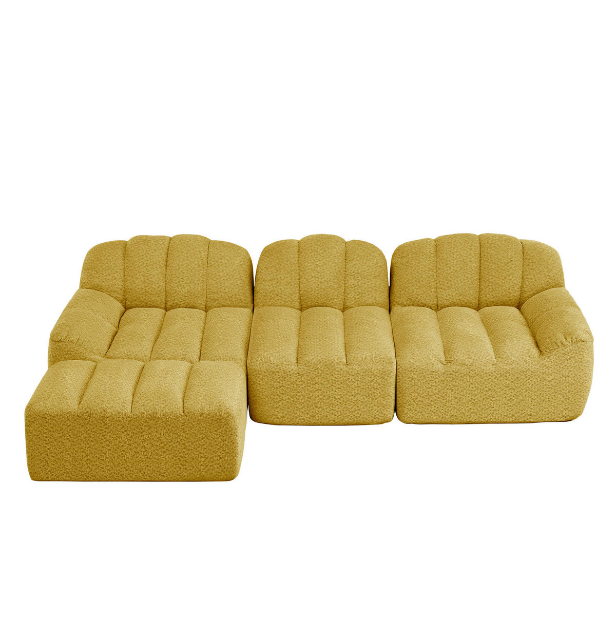 ECKSOFA 288/165/79 cm gelb aus granuliertem Fleece als 3-Sitzer mit Ottoman - Gelb, Textil (165/288cm) - OKWISH