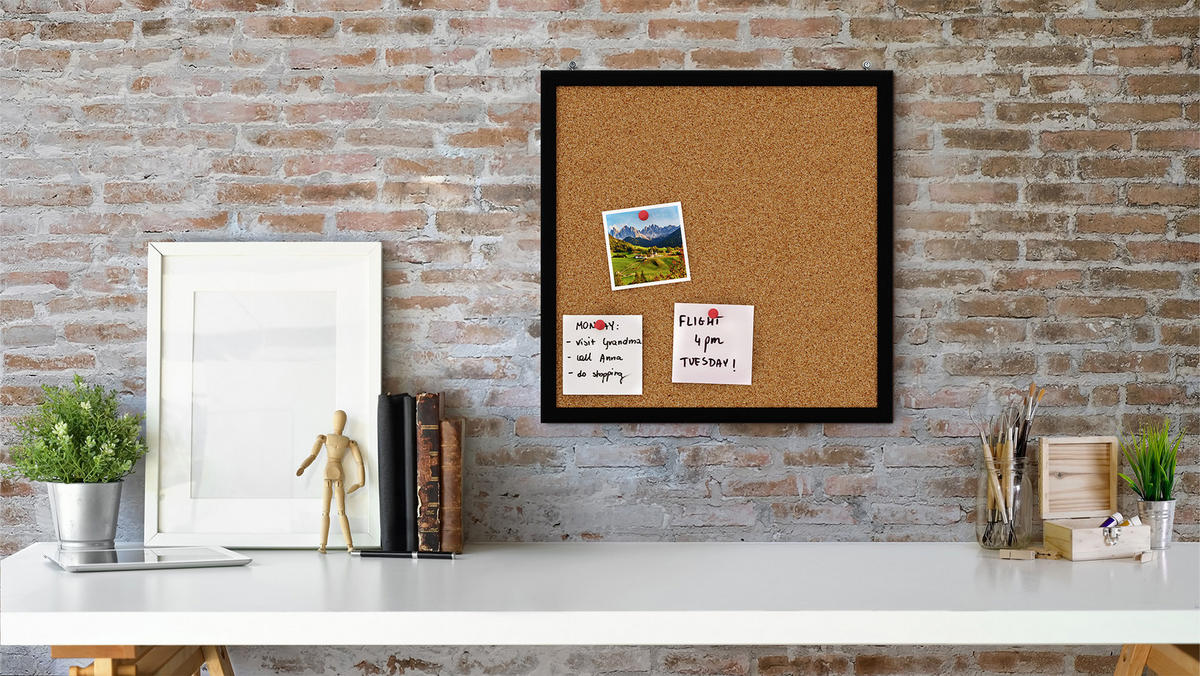 PINNWAND, Korktafel 40x40 cm, Holzrahmen - Schwarz lackiert - Schwarz, Holz (40/40/1.5cm) - ALLboards