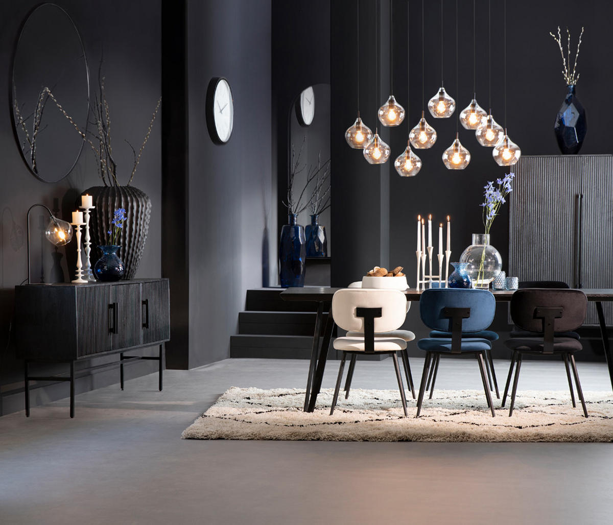 D-HÄNGELAMPE Rakel Schwarz 124/35/60 cm - Schwarz, Glas (124/40/30cm) - Light & Living