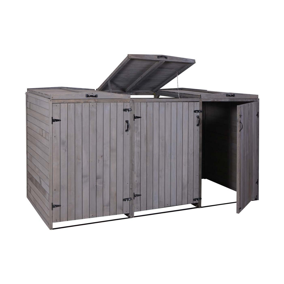 3ER-/6ER-MÜLLTONNENVERKLEIDUNG Anthrazit, Grau - Anthrazit/Grau, Holz (237/126/98cm) - MCW