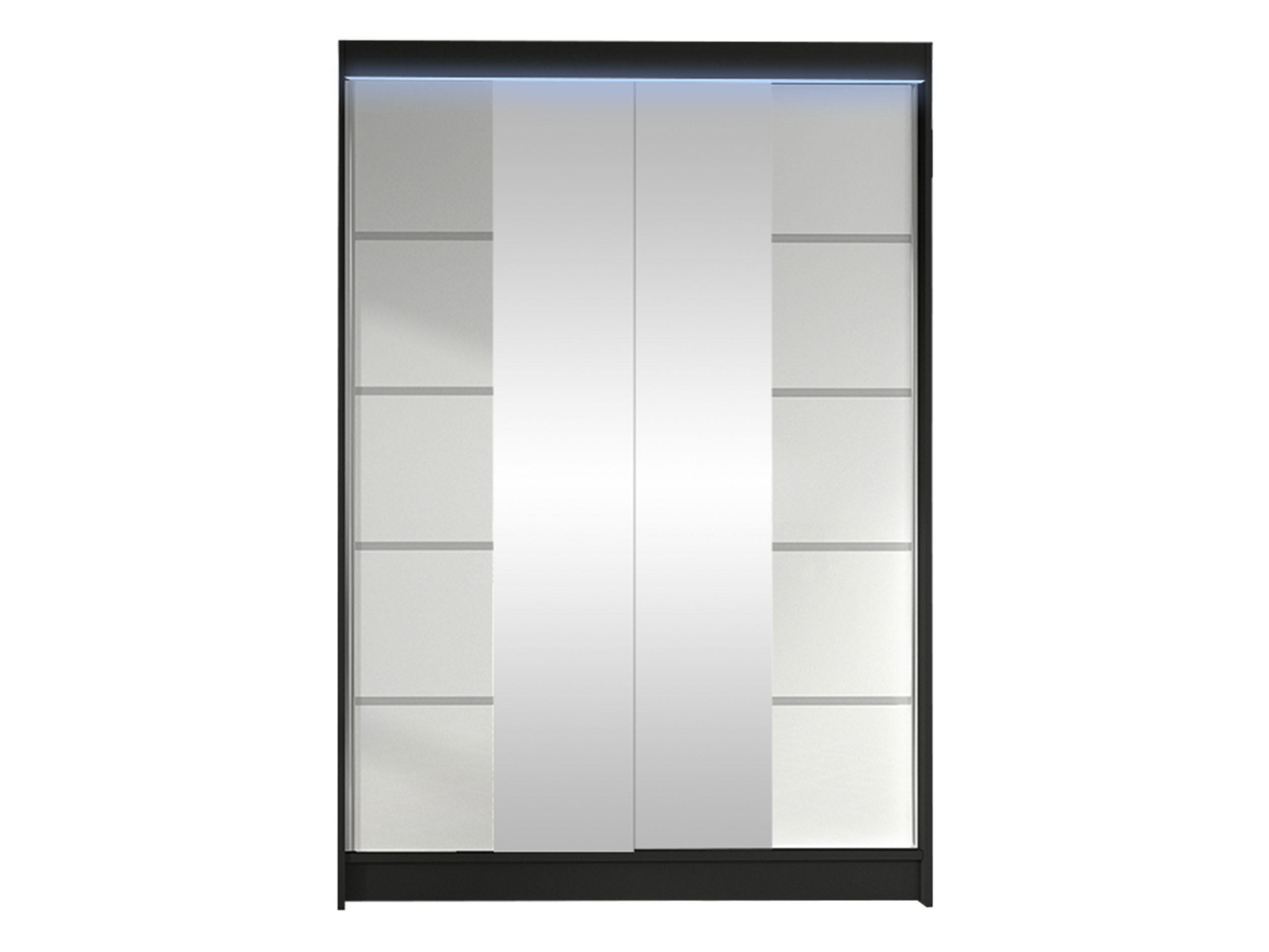 SCHWEBETÜRENSCHRANK Lino V mit RGB LED Beleuchtung - Schwarz/Weiß, Holzwerkstoff/Metall (120/200/58cm) - MIRJAN24