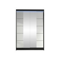 SCHWEBETÜRENSCHRANK Lino V mit RGB LED Beleuchtung - Schwarz/Weiß, Holzwerkstoff/Metall (120/200/58cm) - MIRJAN24