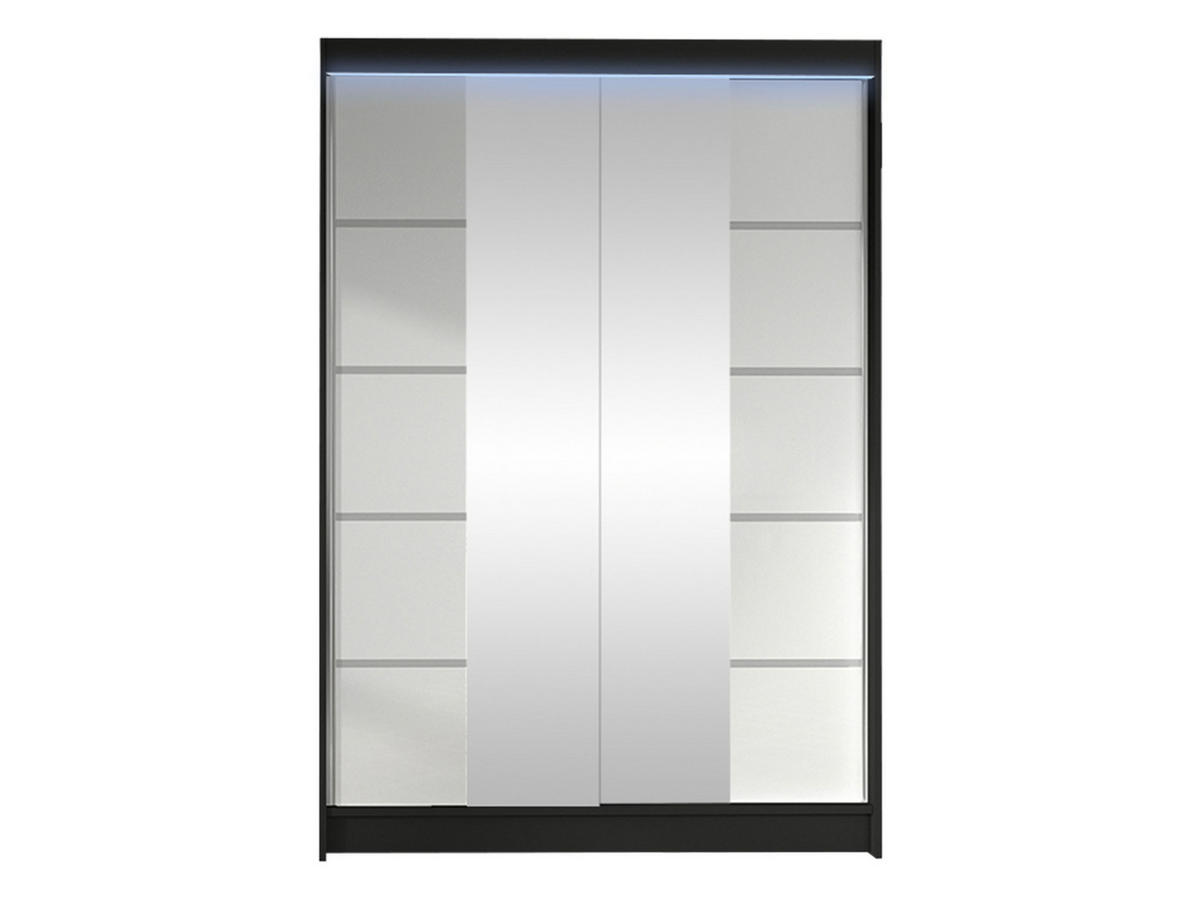 SCHWEBETÜRENSCHRANK Lino V mit RGB LED Beleuchtung - Schwarz/Weiß, Holzwerkstoff/Metall (120/200/58cm) - MIRJAN24