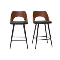 BARHOCKER Schwarz Walnuss H66,5 cm 2er-Set FALCOM - Walnussfarben, Holz (46.5/90/45cm) - Miliboo