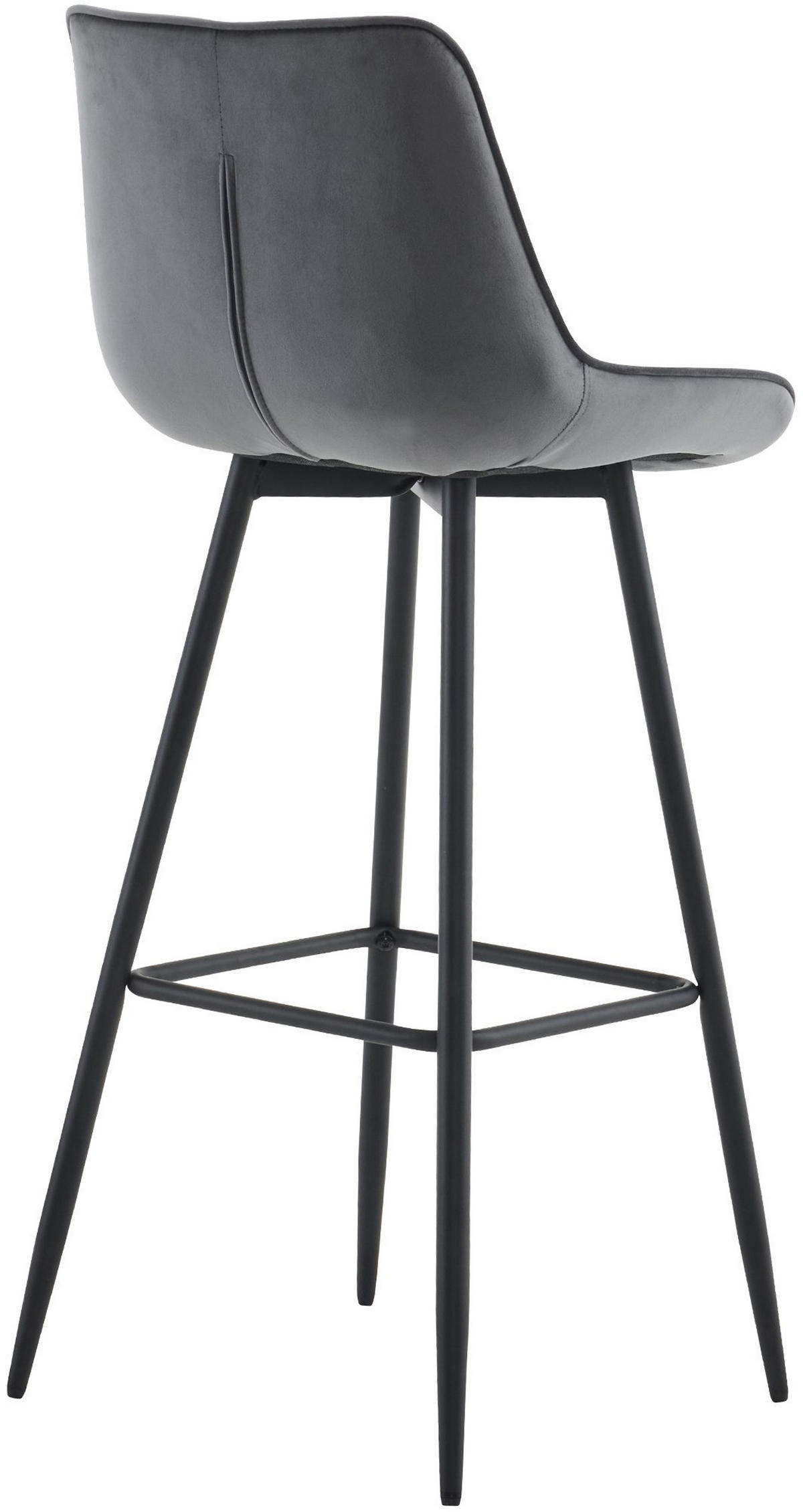 BARHOCKER 2er Set Danton Samt dunkelgrau - Schwarz/Grau, Textil/Metall (47/106/52cm) - TPFLiving
