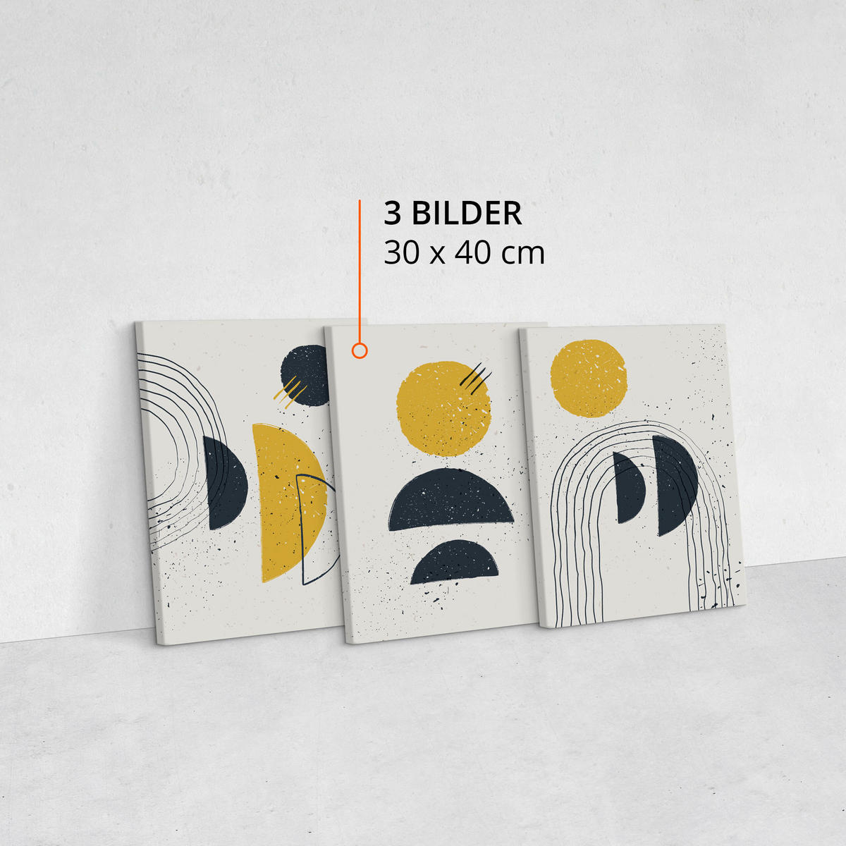 LEINWANDBILDER 3-er Set Abstrakt Muster - Türkis/Blau, Textil (90/40cm) - Muralo