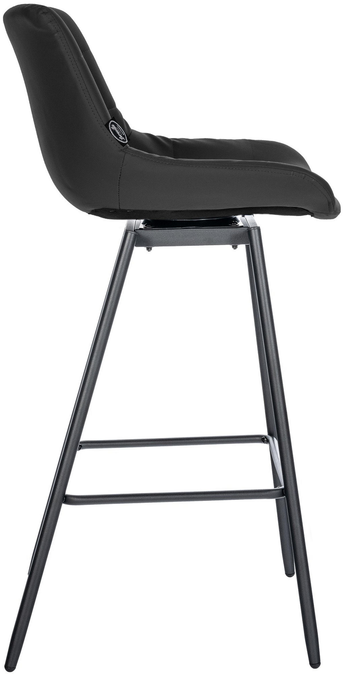 BARHOCKER Lederlook schwarz - Schwarz, Textil/Metall (49/105/56cm) - CLP