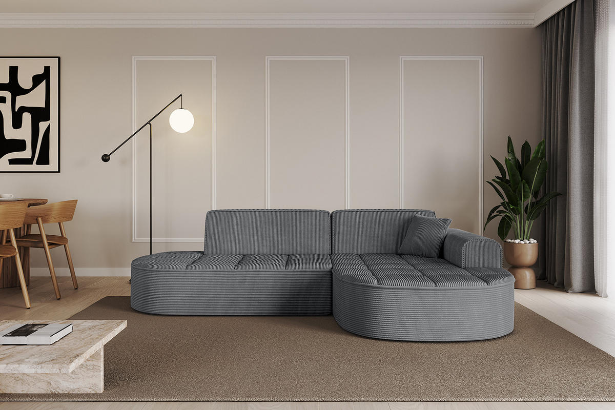 ECKSOFA Ottomane Rechts TARO-L1 - 243x171x79,5 cm Dunkelgrau - Dunkelgrau, Holzwerkstoff/Textil (243/171cm) - ALTDECOR