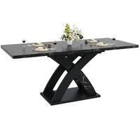 ESSTISCH 120-160x80x75 cm in Schwarz aus MDF auf X-Gestell aus Metall ausziehbar - Schwarz, Holzwerkstoff (160/80/75cm) - Modfu