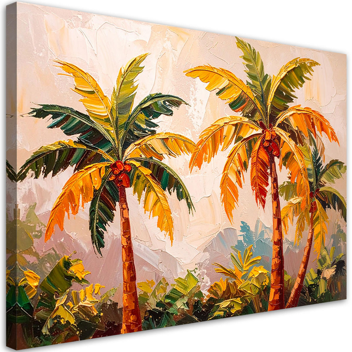 LEINWANDBILD Bäume Palmen Dschungel Natur 90x60cm - Grün, Textil (90/60cm) - Feeby