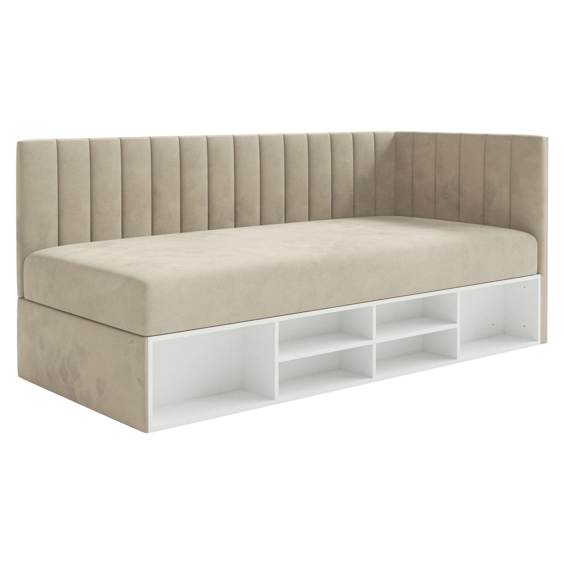 JUGENDBETT Ventrio Hellbeige Easy-Clean-Samtbezug 90x200 cm - Ecru, Kunststoff/Textil (90/200cm) - Selsey