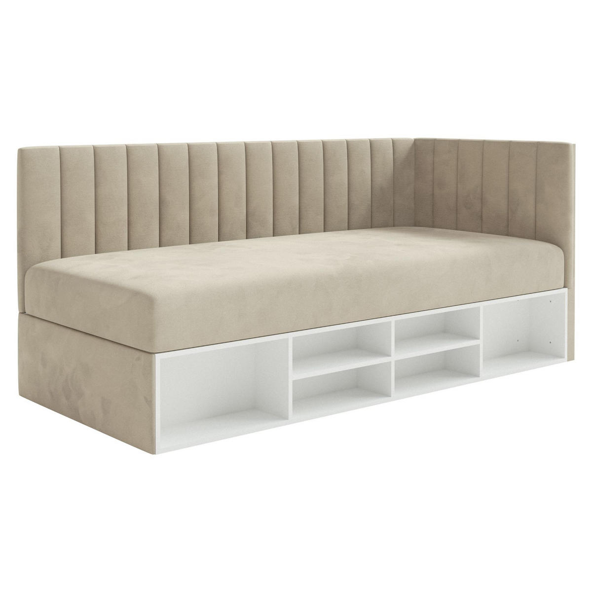JUGENDBETT Ventrio Hellbeige Easy-Clean-Samtbezug 90x200 cm - Ecru, Kunststoff/Textil (90/200cm) - Selsey