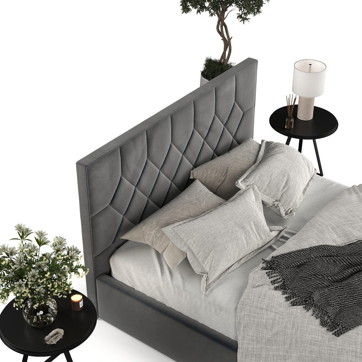 POLSTERBETT Brisa 160/200 cm Anthrazit im Paros Stoff - Anthrazit/Schwarz, Holz/Holzwerkstoff (160/200cm) - AltaBeds