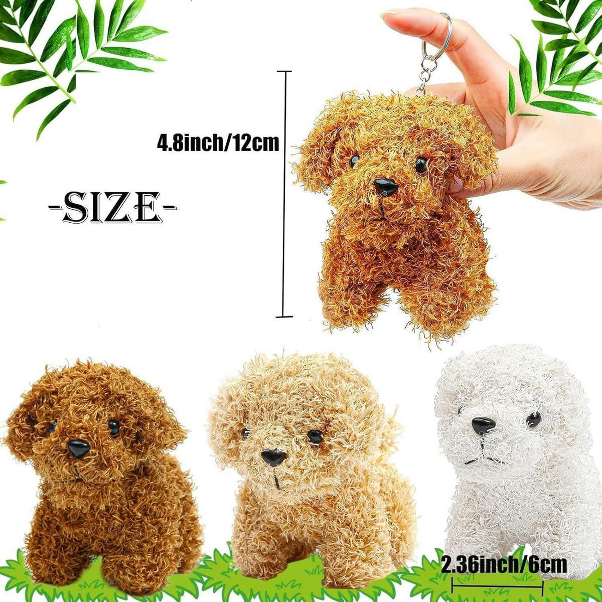 STOFFTIER 3er Set Hunde mit Schlüsselanhänger 12 cm - Multicolor, Textil (12/12cm)