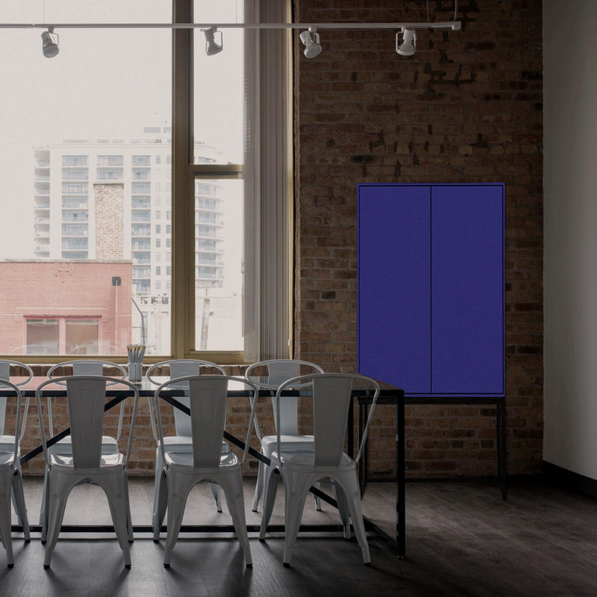 HIGHBOARD 2 Türen aus MDF in Preußenblau LENNON - Blau, Holzwerkstoff (75/164/30cm) - RNT By Really Nice Things