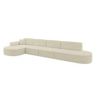 ECKSOFA Ottomane Links MARI-L3 - 402x163x73,5 cm Beige Bouclé - Beige/Schwarz, Holzwerkstoff/Kunststoff (165/406cm) - ALTDECOR
