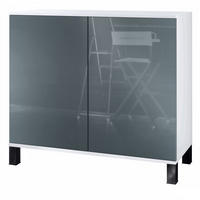 KOMMODE Skadu Grau Hochglanz - Grau, Holzwerkstoff (92.5/84.5/35cm) - Vladon
