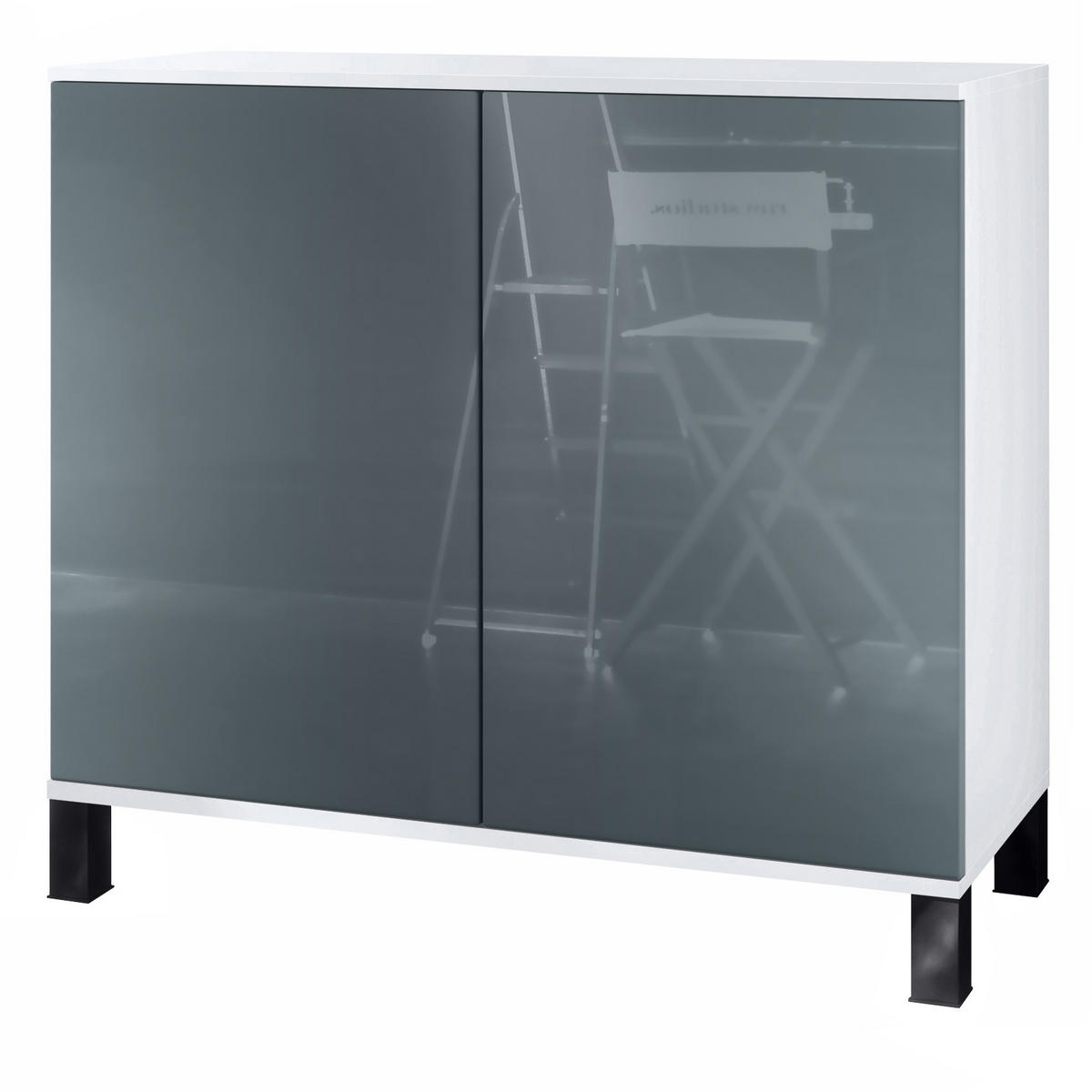 KOMMODE Skadu Grau Hochglanz - Grau, Holzwerkstoff (92.5/84.5/35cm) - Vladon