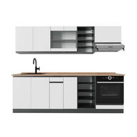 KÜCHENZEILE R-Line Weiß/Anthrazit 240 cm J-Shape, AP Eiche - Anthrazit/Weiß, Holzwerkstoff (240/81.6/60cm) - Vicco