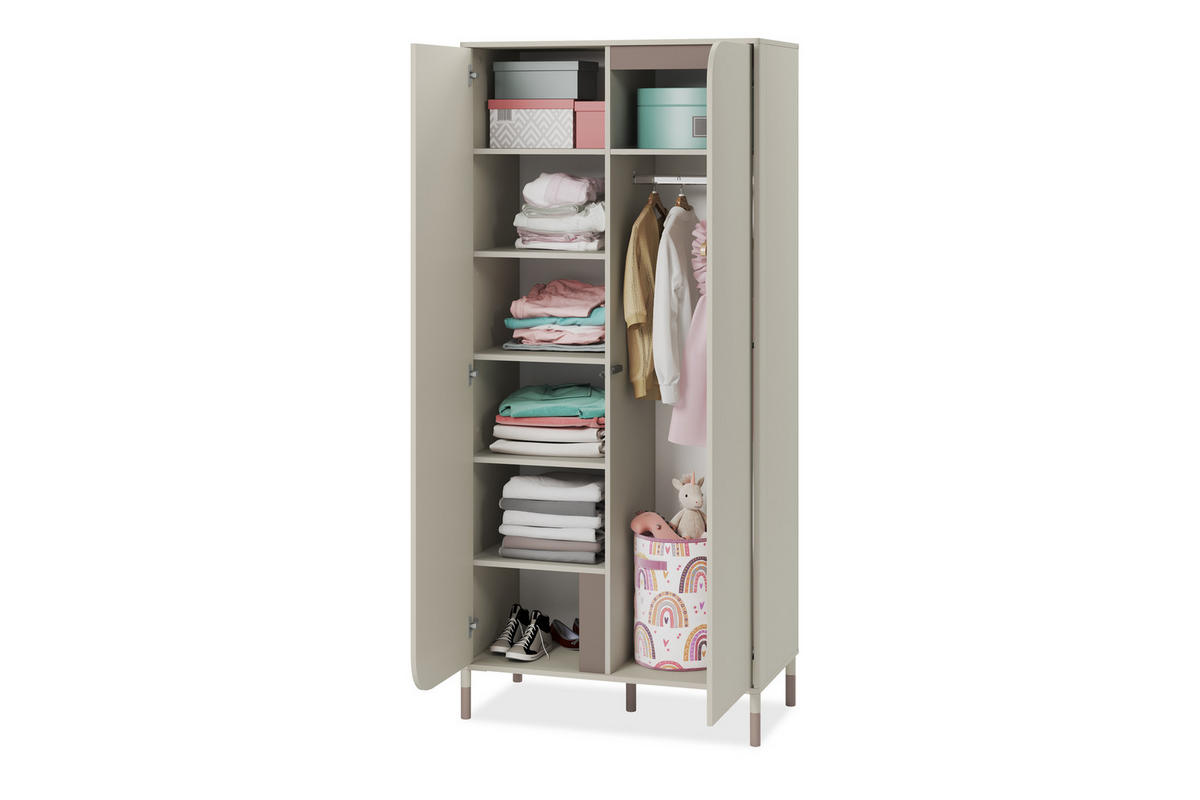 KLEIDERSCHRANK CATTA jugendliche Garderobe, Cremefarben - Creme, Holz (92/201/50cm) - KONSIMO®