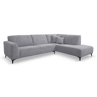 ECKSOFA Mula in L-Form, Coach Farbe: Hellgrau, Velourstoff, Ottomane Rechts - Hellgrau, Textil (274/210cm) - VENASI MÖBEL