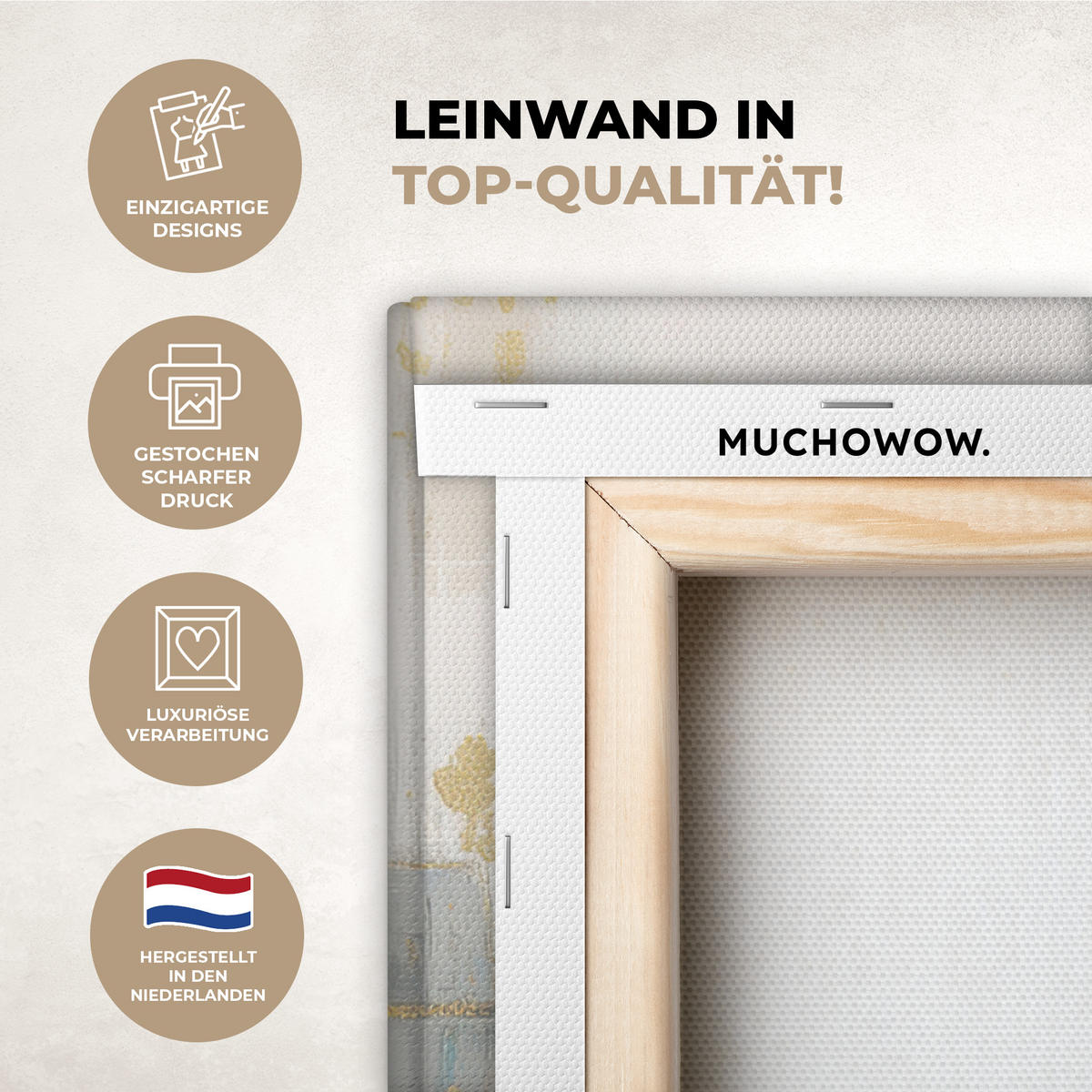 LEINWANDBILD Abstrakt - Blöcke - Gold - Skyline Deko Groß 90x90 cm - Beige, Textil (90/90cm) - MuchoWow