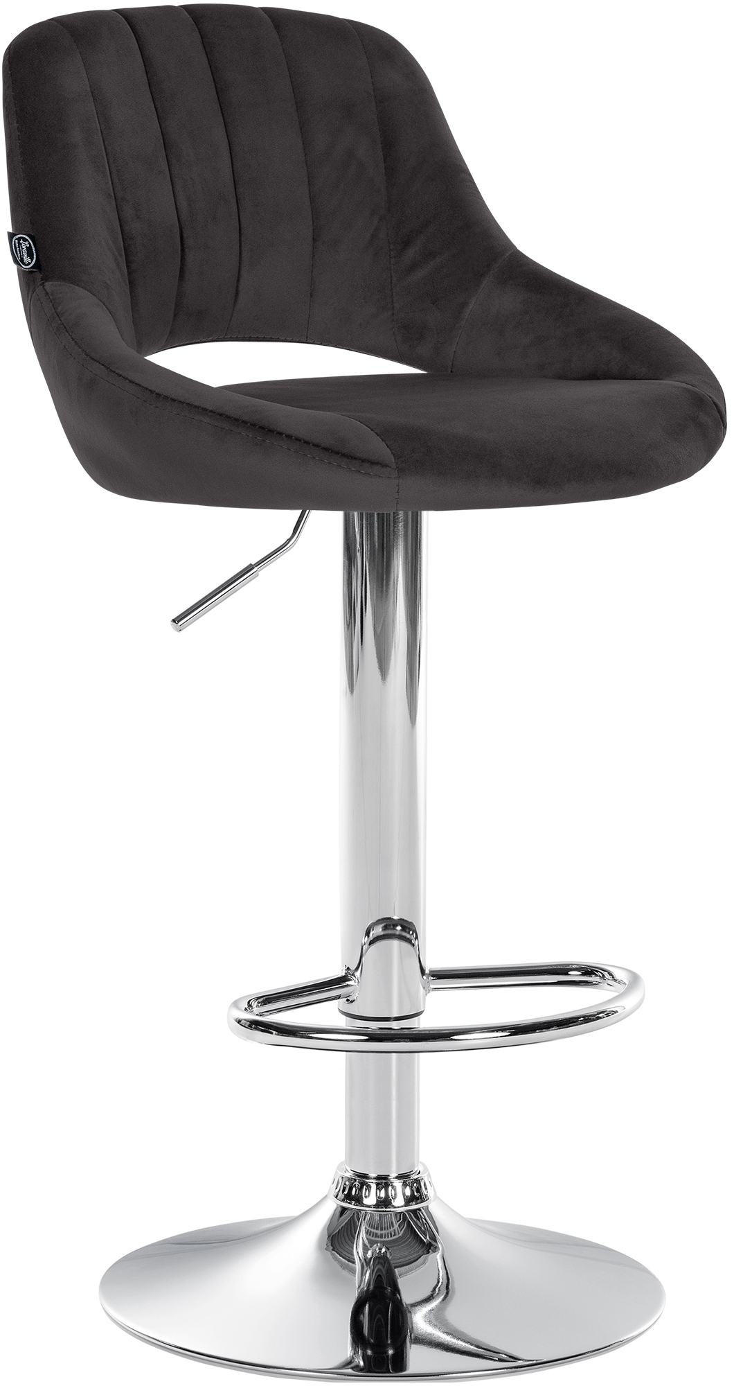 BARHOCKER Samt schwarz - Chromfarben/Schwarz, Textil/Metall (47/85/48cm) - CLP