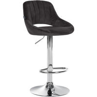 BARHOCKER Samt Schwarz - Chromfarben/Schwarz, Textil/Metall (47/85/48cm) - CLP