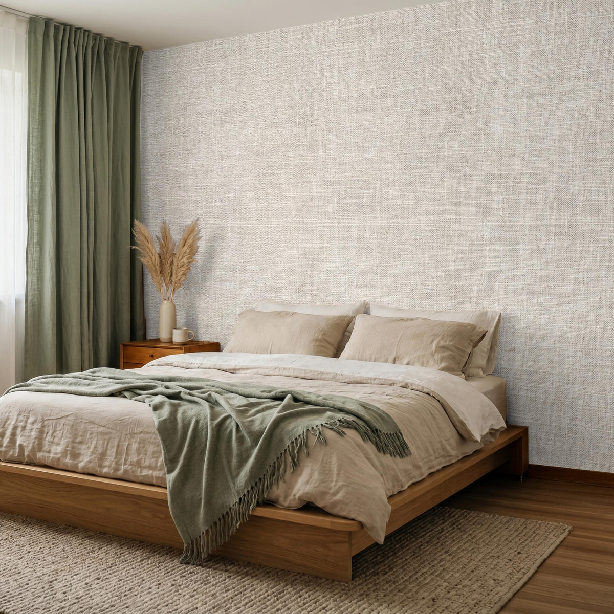 TAPETE - Leinen - Textur - Beige - 280x200 cm - Creme, Papier (280/200cm) - OnlyWow