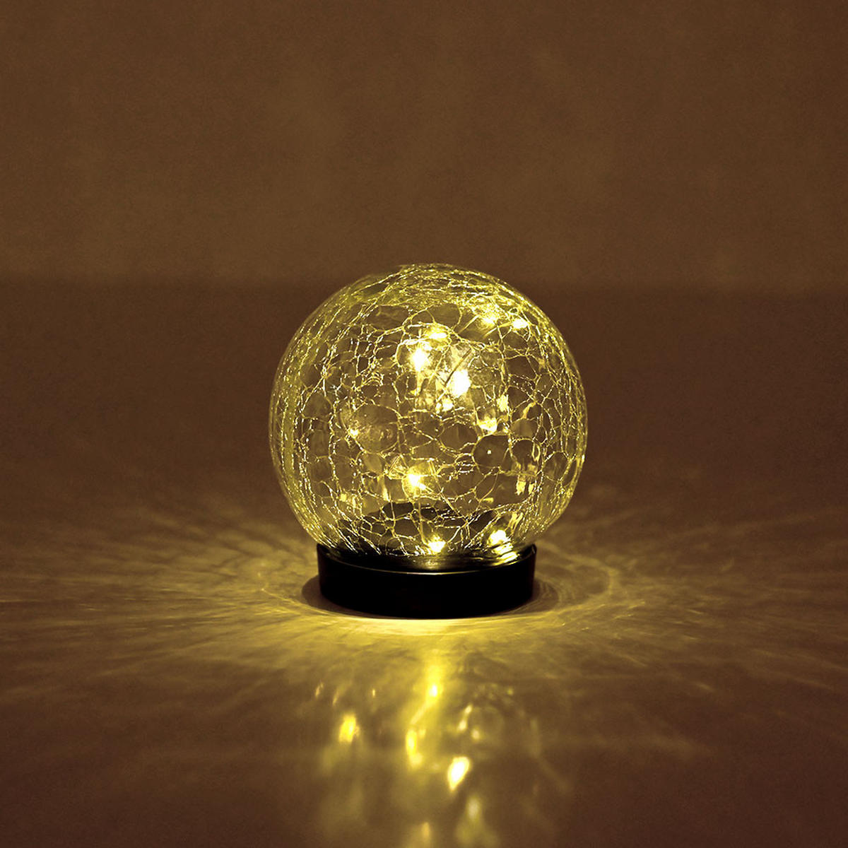 SOLARLEUCHTE LED Kugel Glas Klar Bruchglasoptik 3er Set - Klar, Glas (12/12/12cm)