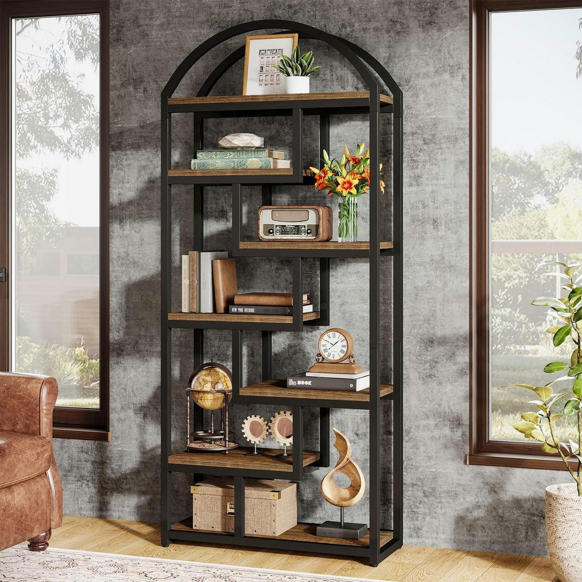 BÜCHERREGAL 180 cm Industrial-Stil Braun - Braun, Metall (80/180/30cm)