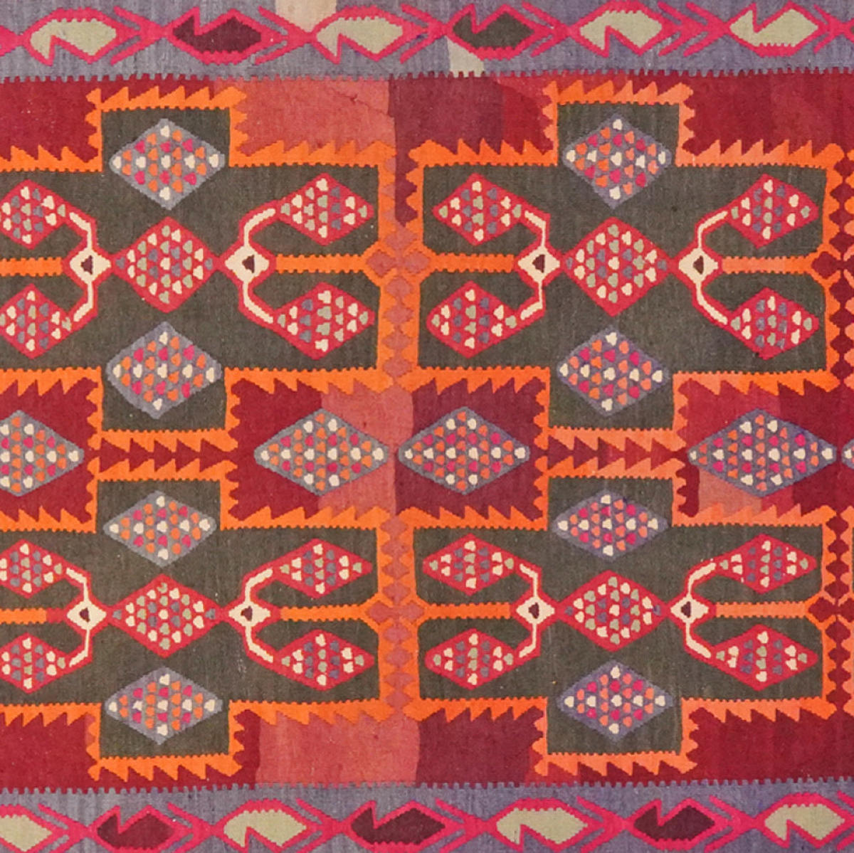 KELIM-TEPPICH handgewebt Ardebil Bunt 402/183 cm Schurwolle - Multicolor, Textil (183/402cm) - Looma
