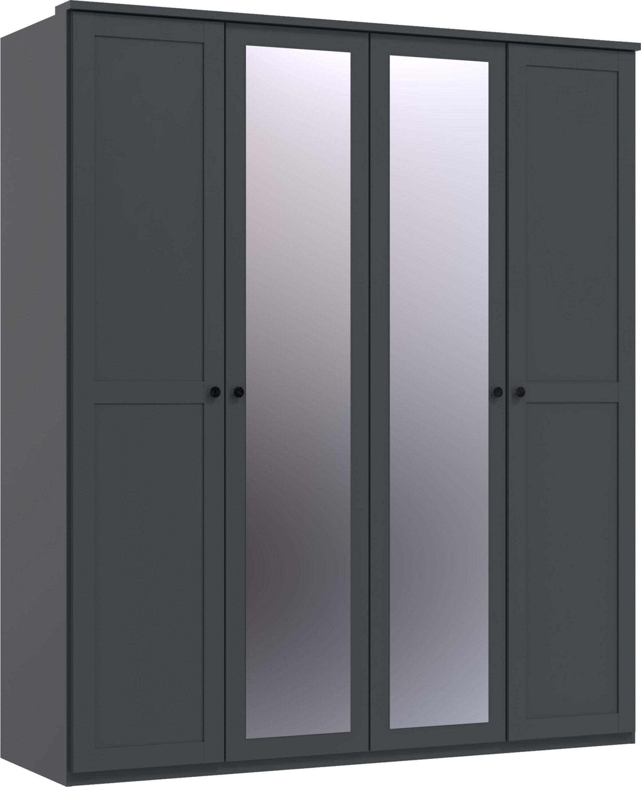 KLEIDERSCHRANK Chalet in Grafit - Drehtürenschrank 180 cm (mit Spiegel) - Grau, Holzwerkstoff (180/210/58cm)
