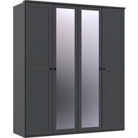 KLEIDERSCHRANK Chalet in Grafit - Drehtürenschrank 180 cm (mit Spiegel) - Grau, Holzwerkstoff (180/210/58cm)